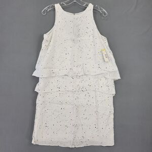 Metaphor White Dress Midi Ruffle Polka Dot Clasp Sleeveless NEW $48 Women Size S